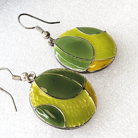 Green Round Earrings - Picture 3 of 9